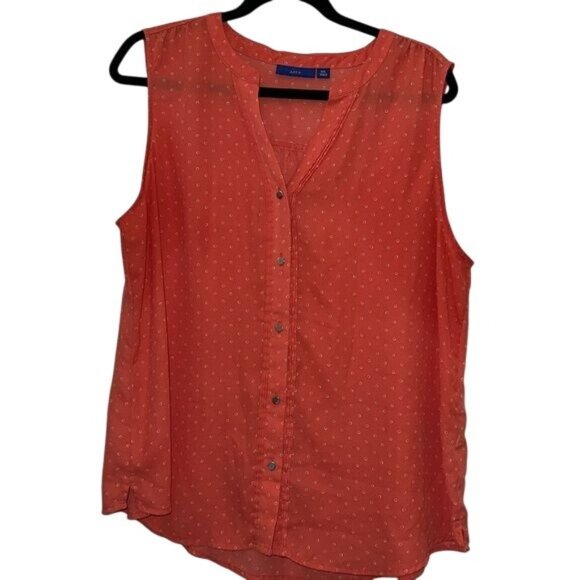 APT.9 Womens XXL Coral Polka Dot Sleeveless Blouse - Picture 1 of 8
